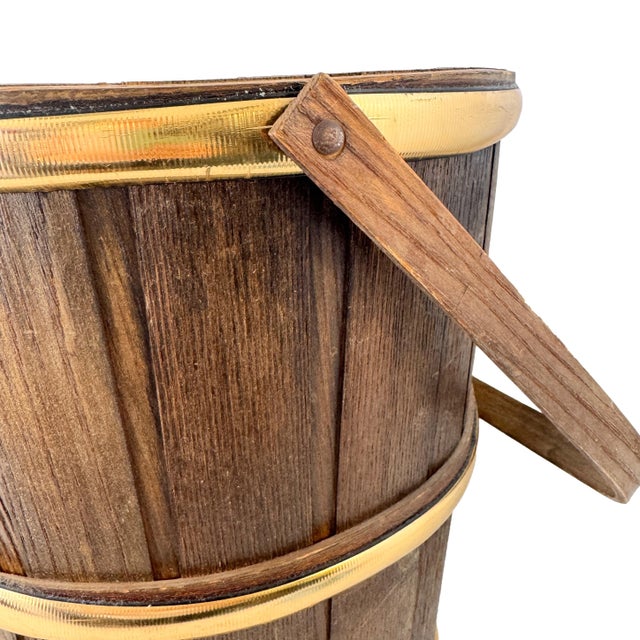 Wood Vintage Basketville Federal Eagle Wood Wastebasket For Sale - Image 7 of 11