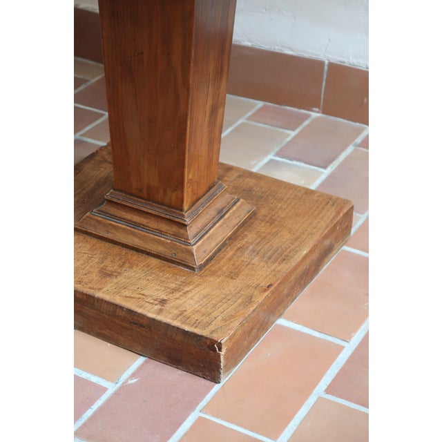Art Deco Round Ash Dining Table with Stepped Column Base, France, 1930s For Sale - Image 6 of 11