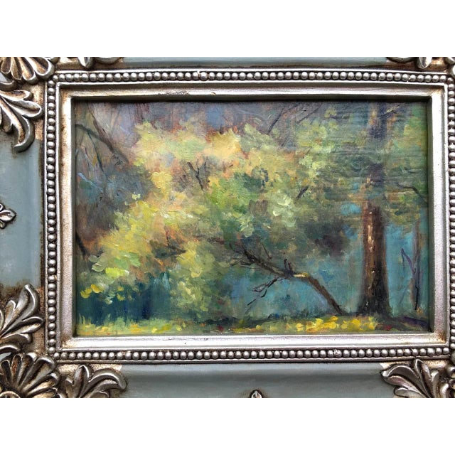 Green Framed Landscape Original Painting Vintage Style by Valeriya Serova For Sale - Image 8 of 10