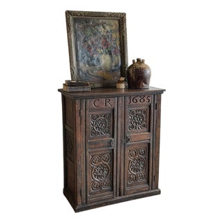 Antique English Charles Regina Cupboard For Sale