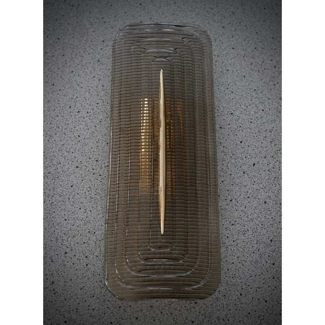 Mid-Century Modern Art Deco Style Smoky Murano Glass and Brass Wall Sconce, 2000 For Sale - Image 3 of 10