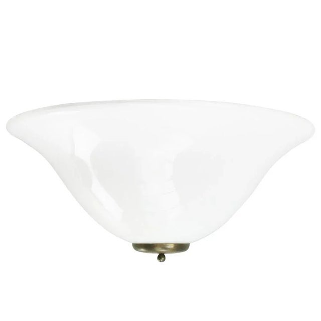 Vintage White Opaline Glass & Brass Wall Lamps For Sale - Image 6 of 6