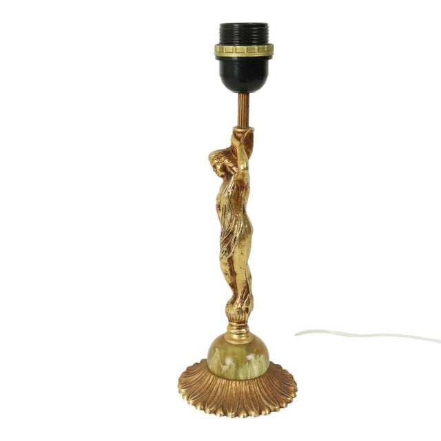 Gold Vintage Table Lamp in Brass and Onyx Marble, 1960s For Sale - Image 8 of 17