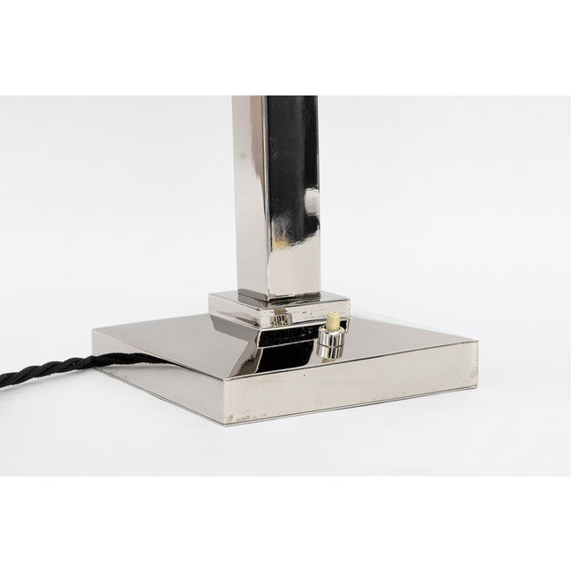 Nickel Table Lamp with Fabric Shade Vienna, Austria, 1920s For Sale - Image 6 of 18