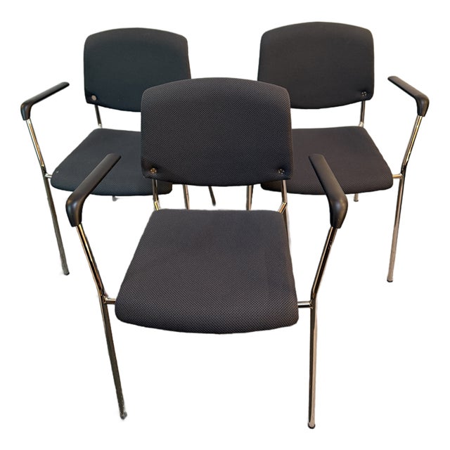 Hightower Modernist Stackable Arm Chairs, Set of Three For Sale