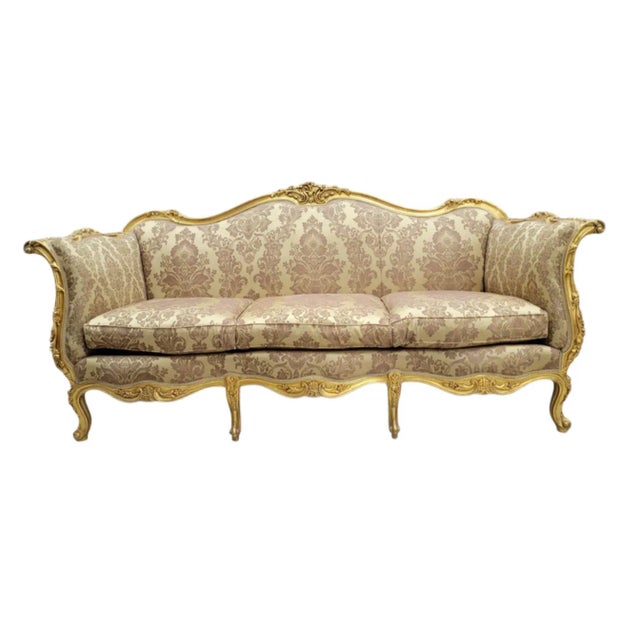 Antique French Regency Style Carved Gilded 5 Piece Parlor Set For Sale In Chicago - Image 6 of 16