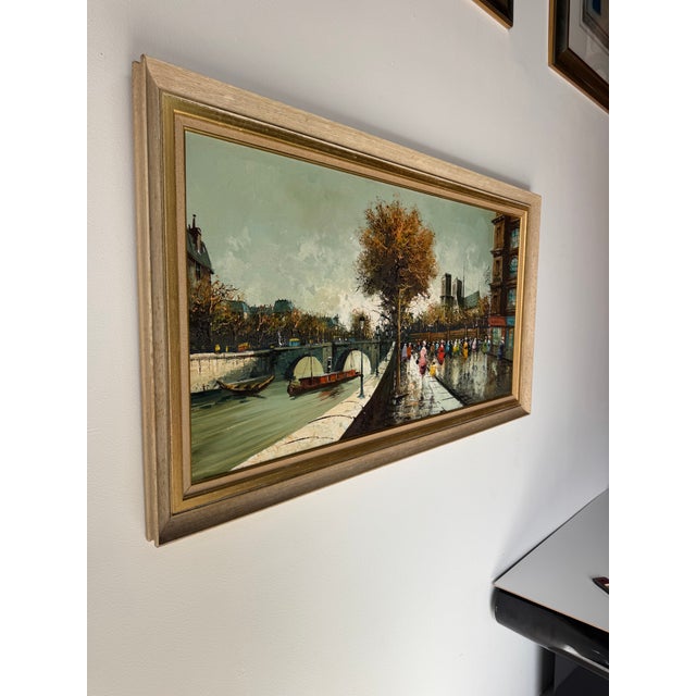 Street Art Large Vintage French Impressionist Parisian Street Scene Oil on Masonite – Framed For Sale - Image 3 of 15