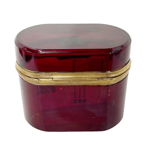 Metal 19th Century French Ruby Red Glass Box With Gilt Bronze Mounts For Sale - Image 7 of 8