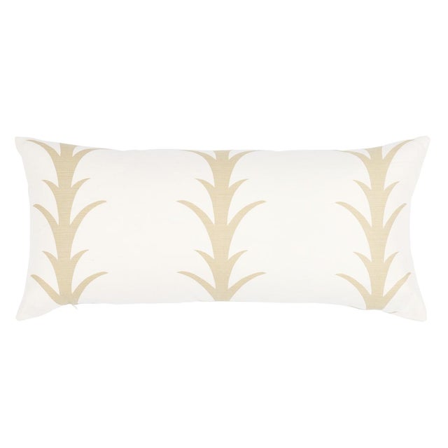 Contemporary Schumacher x Celerie Kemble Acanthus Stripe 30" Lumbar Pillow in Sand For Sale - Image 3 of 3