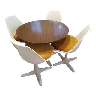 Burke Mid-Century Modern Propeller Tulip Table & Chairs Dining Set For Sale