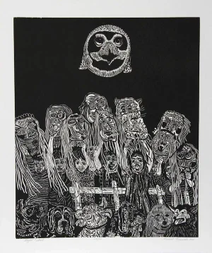 Manuel Izqueirdo, Night Festival (Black), Woodcut
