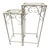 Pair of Vintage Indoor/Outdoor Hollywood Regency Graduated Metal Plant Stands, Distressed Ivory Scrollwork For Sale - Image 10 of 10