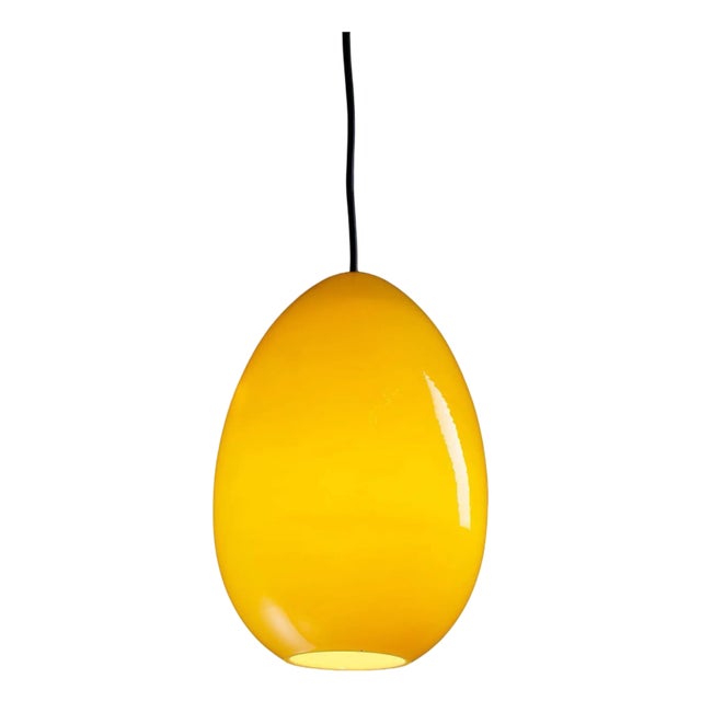 Mid-Century Bright Yellow Oval Pendant attributed to Luxus Sweden, 1960s For Sale