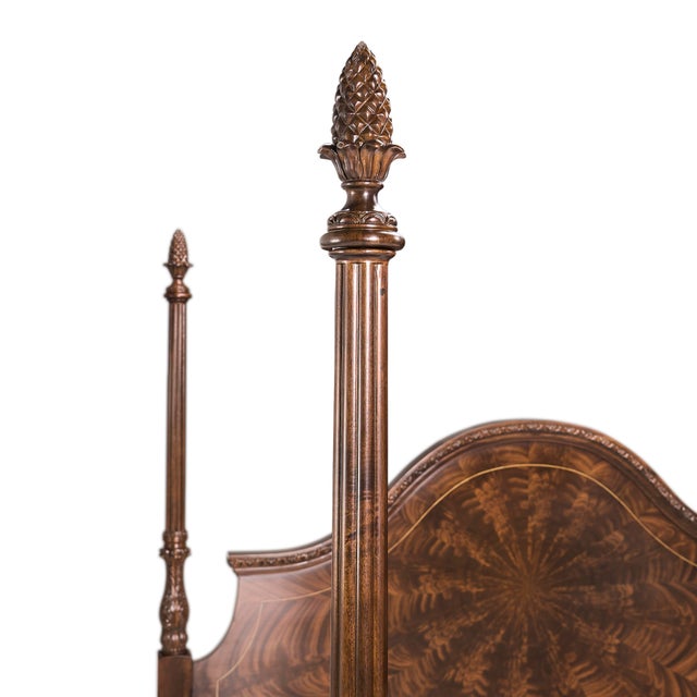Four-Poster King Bed, Mahogany King-Size Pineapple Poster Bed With Adjustable Box Spring Height by AntiquePurveyor For Sale - Image 10 of 18