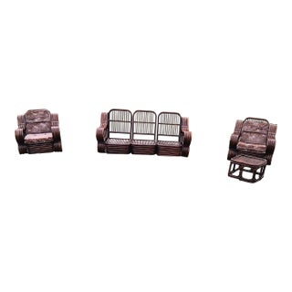 1950s MCM Rare Five Strand Rattan Furniture For Sale