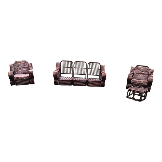 1950s MCM Rare Five Strand Rattan Furniture For Sale
