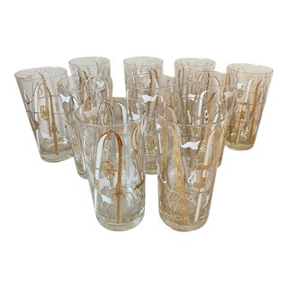 Mid 20th Century Georges Briard Ski-Themed Tumblers - Set of 10 For Sale