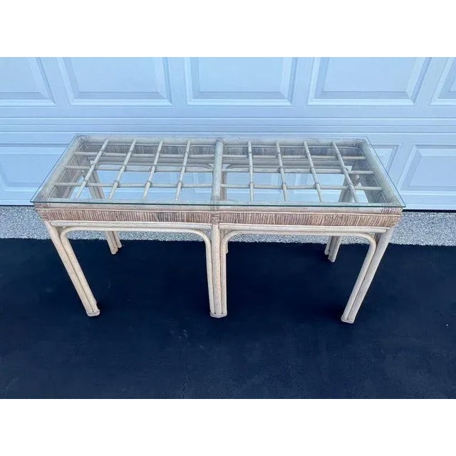 McGuire Palm Beach Rattan and Wicker Sofa Table For Sale - Image 4 of 12