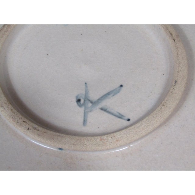 1970s Signed Abstract Fish Studio Pottery Decorative Plate For Sale - Image 12 of 13