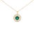 A luminous talisman of contrast and clarity, this round medallion draws the eye to a 9 mm lab-created emerald, bezel set...