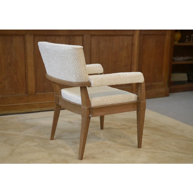 Vintage Art Deco Lounge Chair in Ash and Ecru Boucle Fabric by Pierre Gouffé, 1940s For Sale - Image 3 of 14