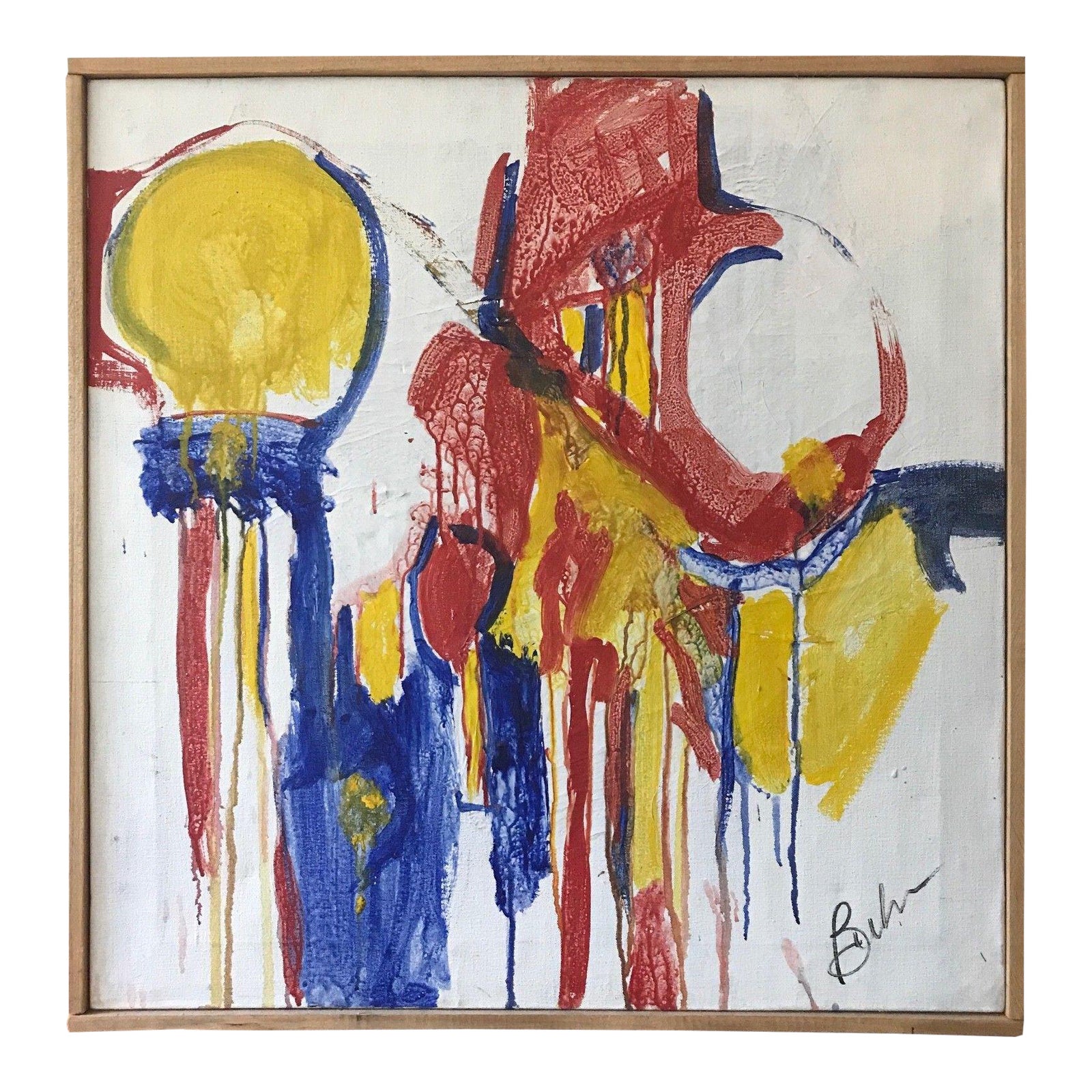 1960s Vintage Abstract Oil Painting Chairish