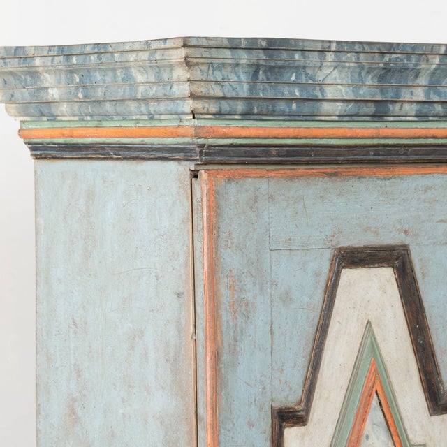 Late 18th Century Original Painted Pair of Swedish Baroque Narrow Cabinets For Sale - Image 4 of 15