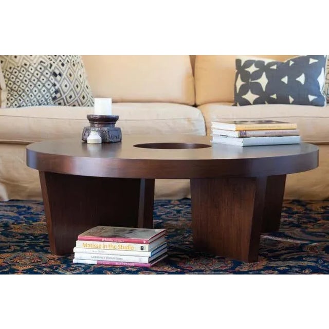 Wood Round Walnut Coffee Table For Sale - Image 7 of 12