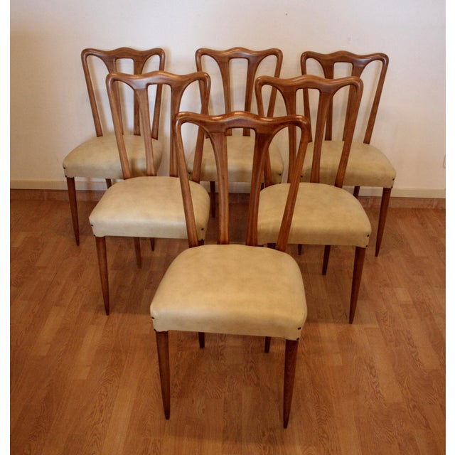 Mid-Century Modern Italian Chairs in White Faux Leather, 1960s, Set of 6 For Sale - Image 4 of 16