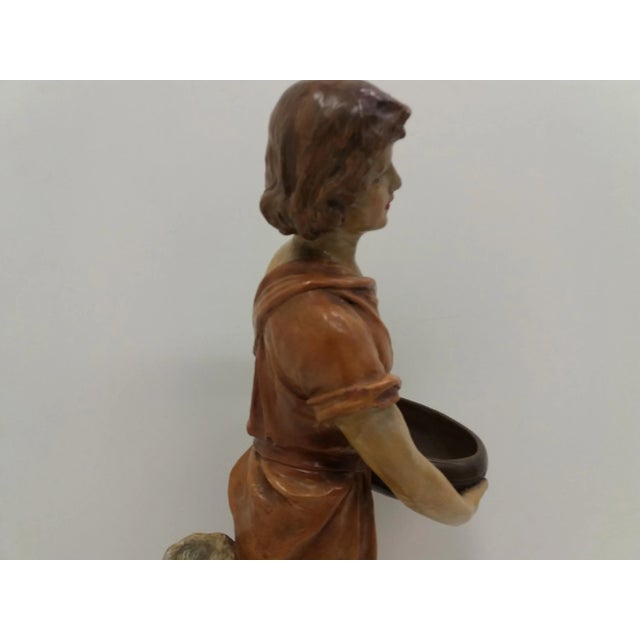 Red Czechoslovakian Art Deco Terracotta Girl Statue, 1930s For Sale - Image 8 of 18