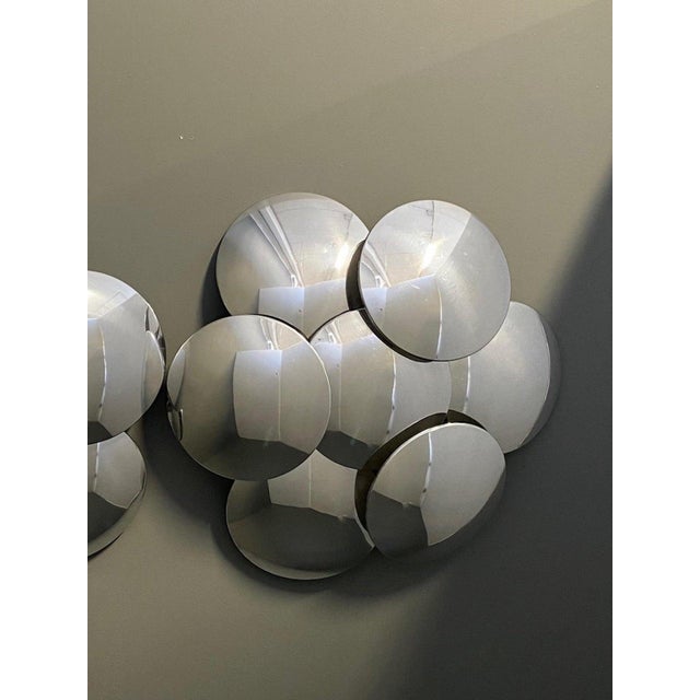 Metal Large Seven Sconces with Seven Convex Discs from Reggiani, Italy, 1970s, Set of 2 For Sale - Image 7 of 8