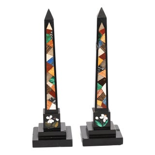 Antique Grand Tour Ashford Specimen Marble Obelisks, 1890, Set of 2 For Sale