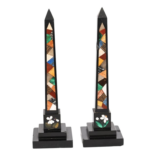 Antique Grand Tour Ashford Specimen Marble Obelisks, 1890, Set of 2 For Sale