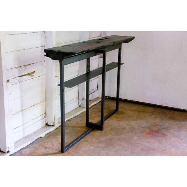 Artisan Made Organic Modern Shou Sugi Ban Long-Leaf Pine Welded Metal Console For Sale - Image 12 of 12