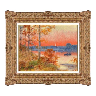 Early 20th Century Lakeside Sunset, Augustus Smith Daggy For Sale