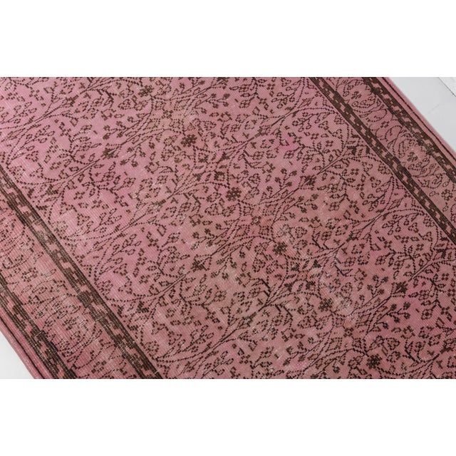 Tribal Mid 20th Century Pink Tribal Handknotted Wool Carpet For Sale - Image 3 of 10