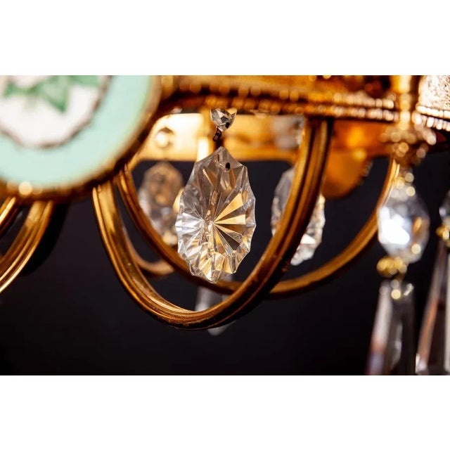 Art Deco Italian Brass Chandelier with Porcelain Insert, 1940 For Sale - Image 10 of 13