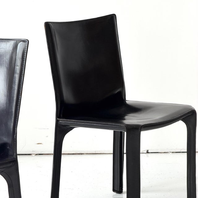 Mid-Century Modern 1980s Leather Cab Chairs by Mario Bellini for Cassina For Sale - Image 3 of 10
