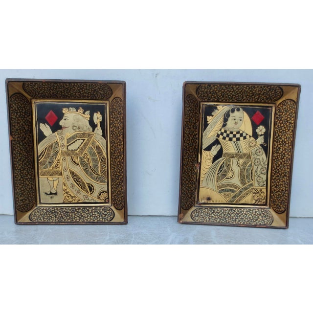 Antique Canton lacquerware. Two small trays from the game set, now set to be hanging wall art. Just beautifully painted...