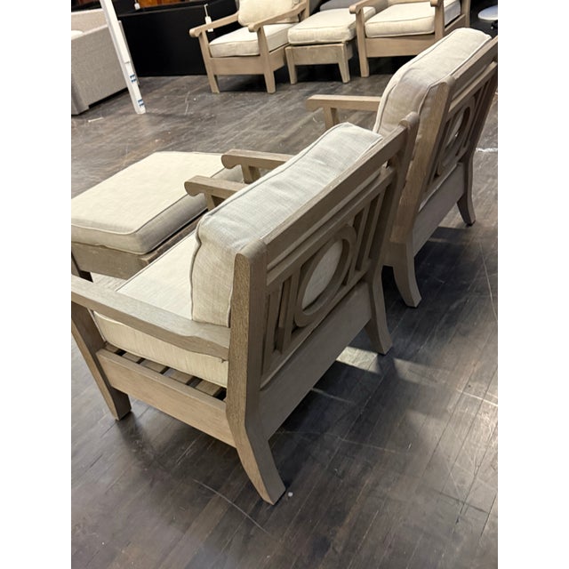Restoration Hardware Outdoor Leagrave Lounge Chairs + Ottoman, Set of Three For Sale - Image 10 of 12