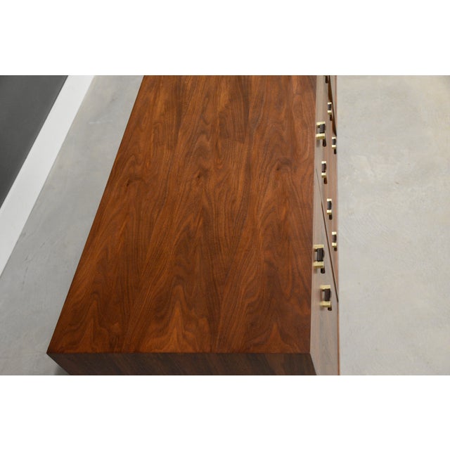 Brown 1950s Refinished Walnut Credenza by Edward Wormley for Dunbar For Sale - Image 8 of 11