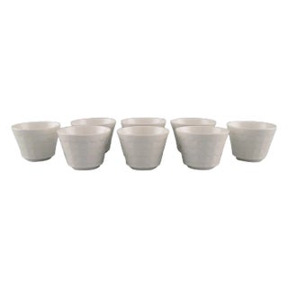 Cups in White Glazed Porcelain by Wilhelm Kåge for Gustavsberg, Set of 8 For Sale