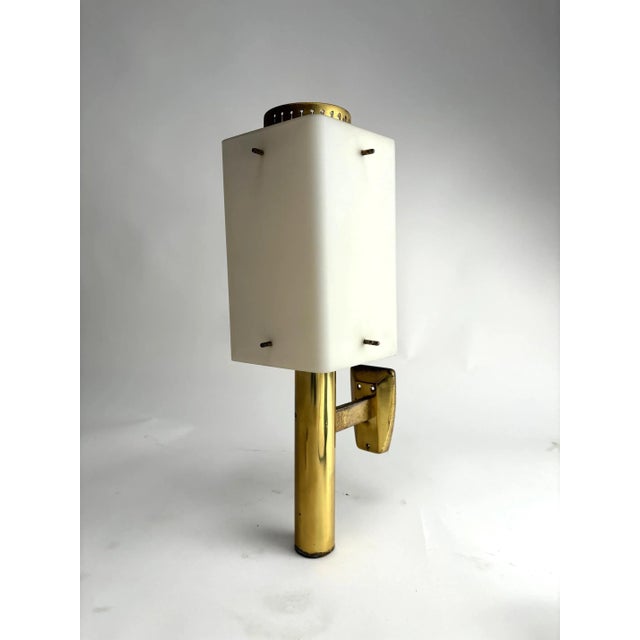 Large Brass and Opaline Glass Lantern attributed to Stilnovo, Italy, 1950s For Sale - Image 3 of 12