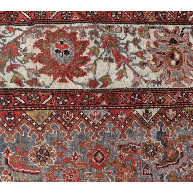 Antique Persian Malayer Rug With Allover With Herati Design in Terracotta For Sale - Image 11 of 13