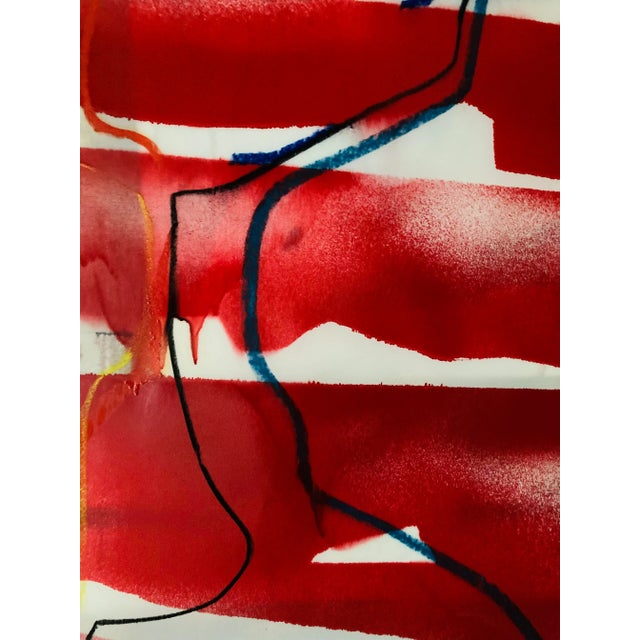 Erik Sulander Abstract Original Painted Drawing on Dacron, 20x28, Signed. Unframed For Sale - Image 4 of 5