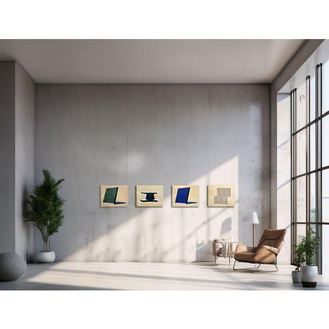 Amanda Andersen, Brutalist Blue Tablet, 2023, Gouache on Raw Tan Paper For Sale - Image 9 of 10