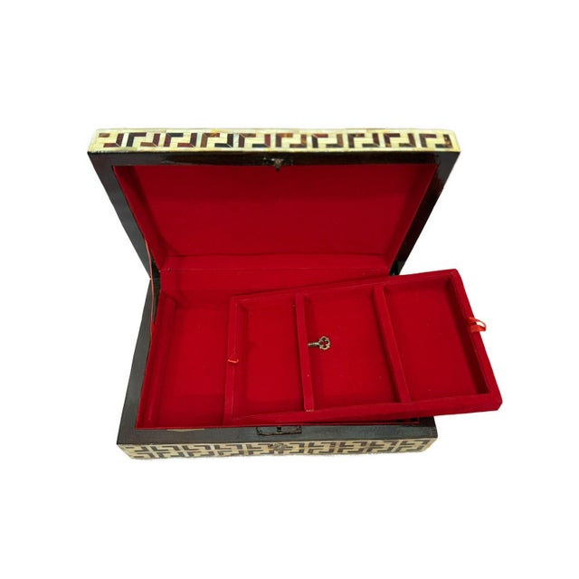 Handmade Mother of Pearl Jewelry Box – Egyptian Geometric Inlay For Sale - Image 9 of 10
