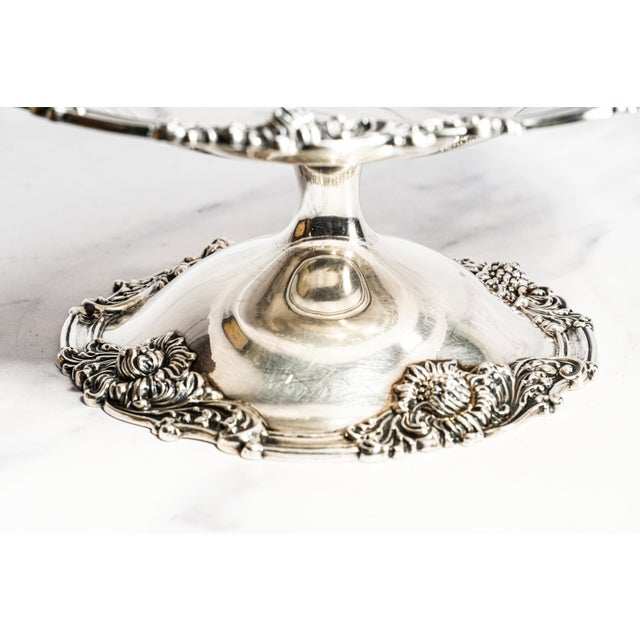 Elegant Sterling Silver Antique Tazza Pedestal Centerpiece Bowl Floral Repoussé Pattern Traditional Home Decor For Sale - Image 9 of 12