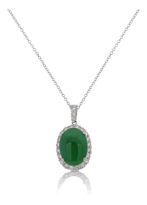 Certified 5.11 Carat Jadeite Jade and Diamond Platinum Pendant Necklace