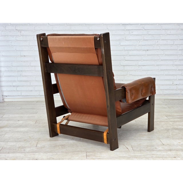 Vintage Scandinavian Lounge Chair in Furniture Leather, 1970s For Sale - Image 11 of 18